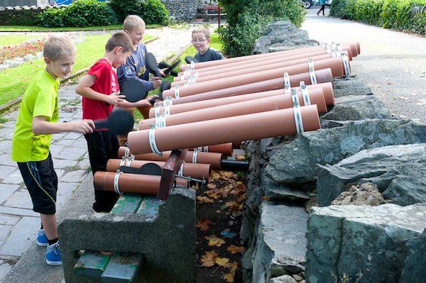 Physics of sound, education junk percussion Wales
