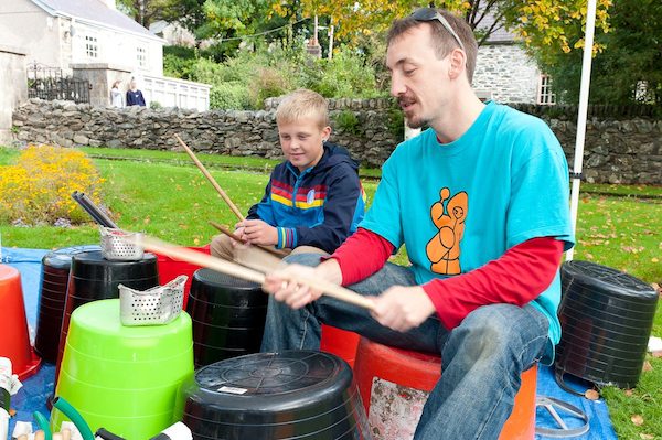 Junk percussion workshops North Wales